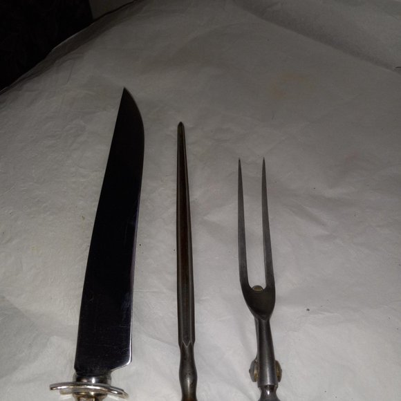 Vintage Holmes & Edwards Silver Plate Carving Set ~ Jamestown Pattern 1916 - Picture 5 of 6